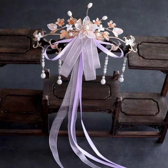 Floral Blossom Bow Hair Clip with Tassels | Handcrafted  Traditional Hairstyle